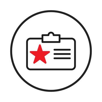 Stylized representation of identification badge icon showcasing a star symbol within a circular vector