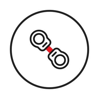 Stylized representation of linked connectors within a circular border conveys interconnected vector