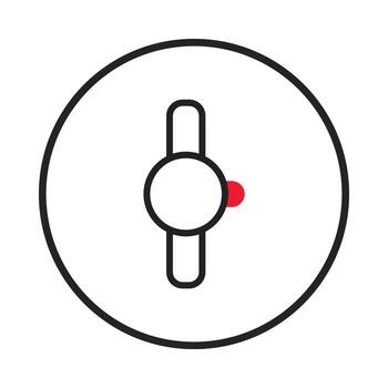 Stylized illustration showcasing a control switch icon with a red indicator inside circle vector
