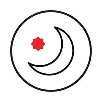 Symbolic design featuring a crescent moon and star within a circular frame invoking a sense of vector