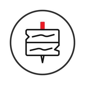 Symbolic direction indicator using wood planks and a red pin for guidance and orientation in vector