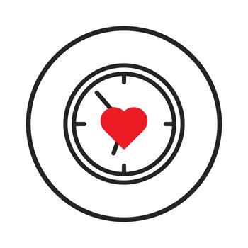 Time of love concept icon design with a heart shape and clock pointer conveying emotional timing vector