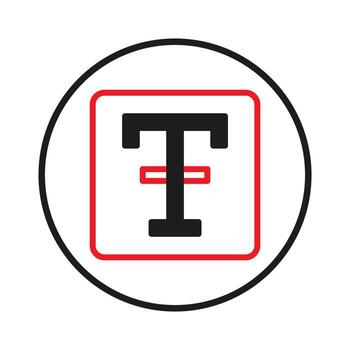 Typography concept featuring the letter t in a modern square design element for branding visuals vector