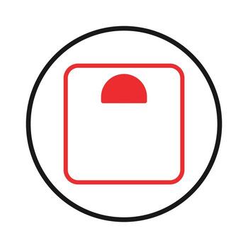 Weight balance indicator icon with red display reflecting wellness in a modern circular design vector