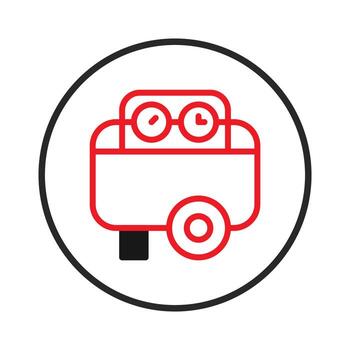 caprichoso robot ilustración presentando rojo contornos y circular elementos presentado en contra un vector