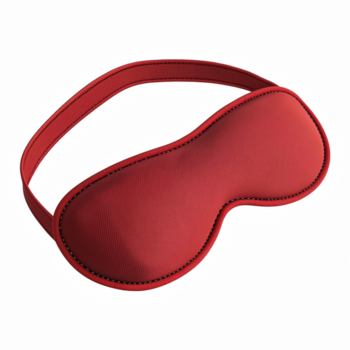 Red sleep mask with elastic strap and soft fabric texture isolated on white background png