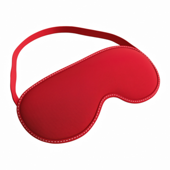 Red sleep mask with elastic strap and soft fabric texture isolated on transparent background png