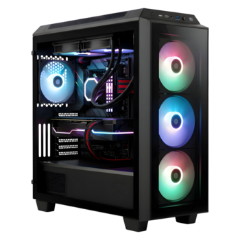 iluminado computadora torre con rgb aficionados y gráficos tarjeta detallado ver png