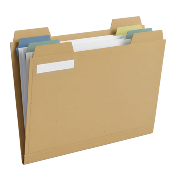 ufficio documento cartelle nel abbronzatura cartone con colore codificato schede e etichette png