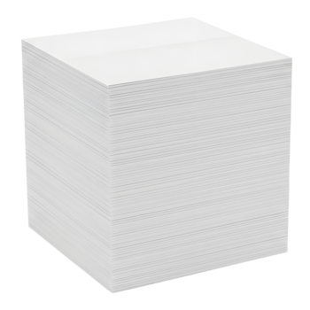 stack van wit papier met zwart dots achtergrond en kubus vorm png