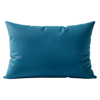 A Teal Blue Rectangular Pillow Rests On A White Background With Horizontal Lines Creating A Subtle Texture png