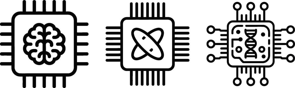 Artificial intelligence, quantum, and bio-tech processor designs vector