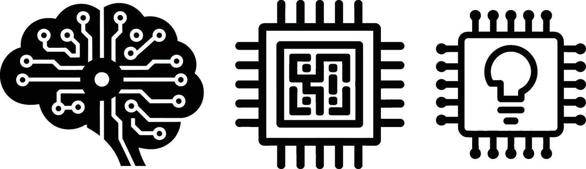 Artificial intelligence, computing, and innovation concept icon set vector