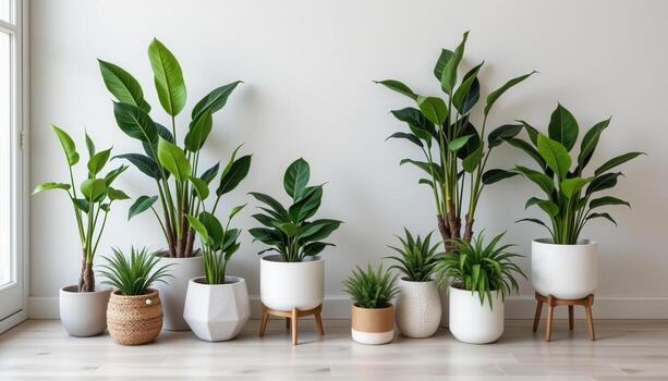 A collection of stylish indoor plants complementing your home design. photo