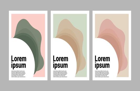 Abstract soft gradient shapes on vertical brochure layouts minimalist design templates illustration vector