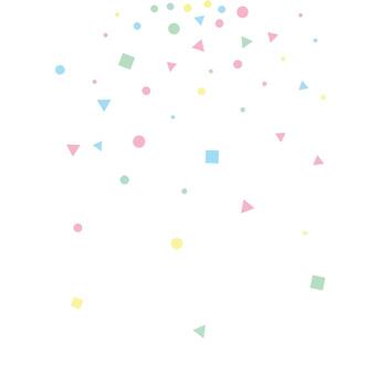 Scattered pastel geometric shapes circles, triangles, and squares in soft hues vector
