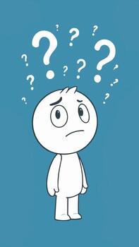 Confused Cartoon Character with Many Question Marks vector