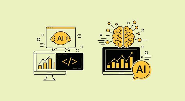 Artificial Intelligence and Machine Learning Concepts in Data Analysis. vector