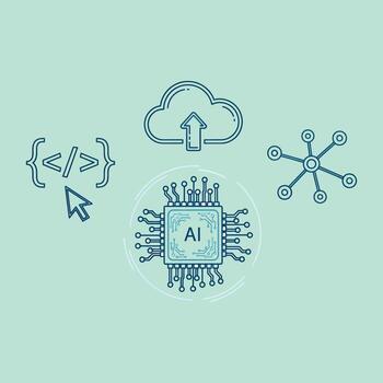 ai integración - nube, código, y red tecnologías. vector