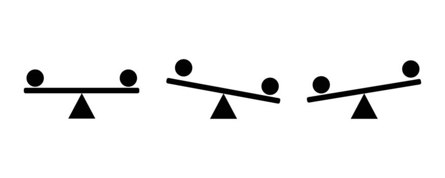 Seesaw balance scale with different positions isolated on white background vector