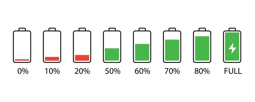 Battery charge level isolated on white background for energy and power status vector