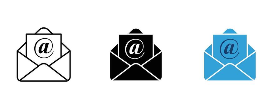 Email message icon set isolated on white background for web and mobile app vector