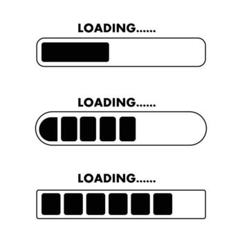 Progress loading bar set isolated on white background for website design vector