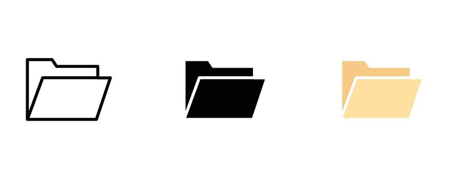 Folder icon set isolated on white background for file management and organization vector