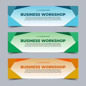 Set abstract horizontal web banner design background template vector