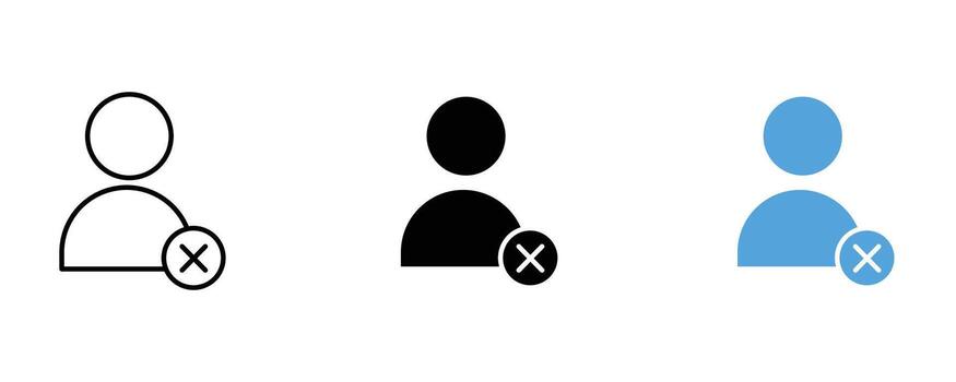 Remove user icon isolated on white background, a symbol of profile deletion vector