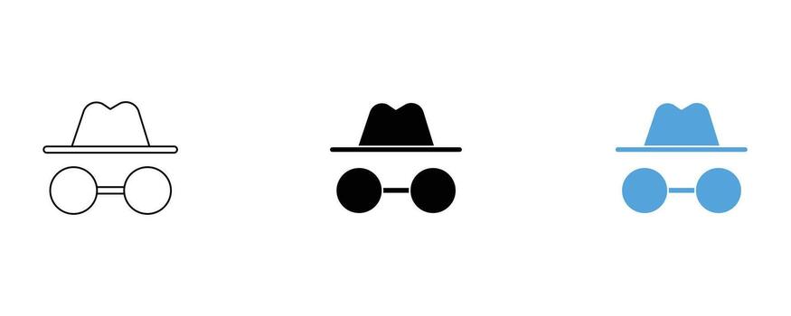 Incognito icon set isolated on white background in different styles and colors vector