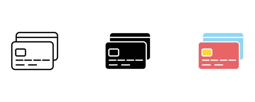 Credit card icon set isolated on white background for graphic design projects vector