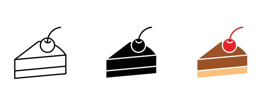 Cake slice icon in different styles isolated on white background vector