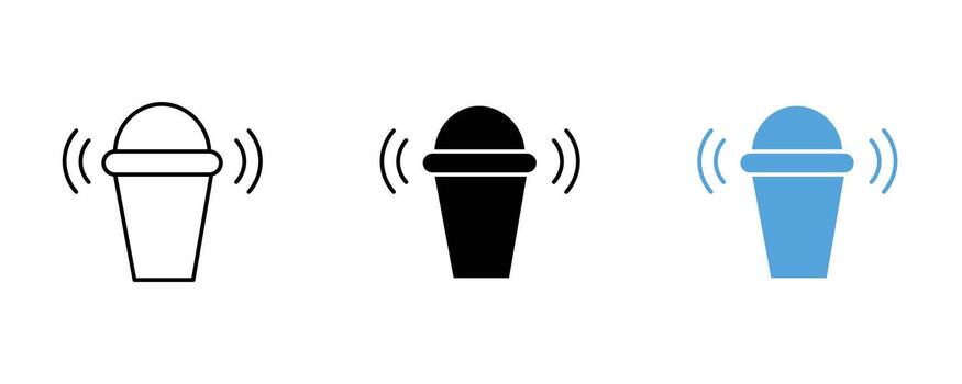 Microphone icon set isolated on white background in line, solid, and color style vector