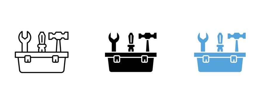 Toolbox with wrench, screwdriver, and hammer isolated on white background vector