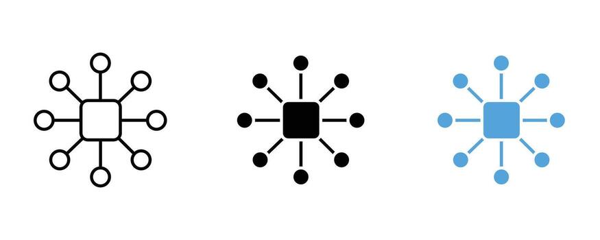 Hub and spoke network connection isolated on white background vector