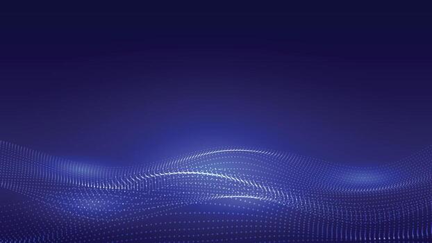 Abstract blue digital particle wave background. Futuristic technology visualization. Flowing data network connection concept. Hi-tech sound frequency equalizer design. vector