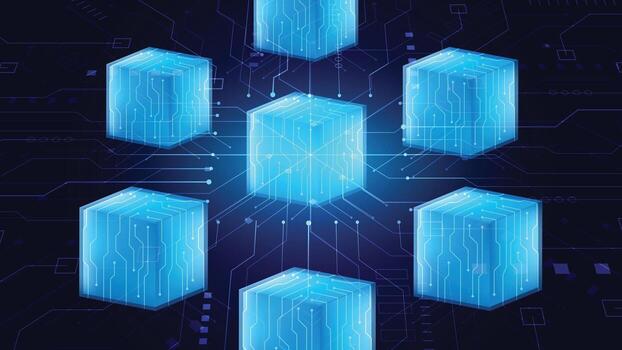 Blockchain technology digital illustration vector