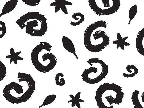 negro resumen mano golpes para patrones, antecedentes, resumen adornos, resumen caligrafía con negro cepillo en blanco antecedentes vector