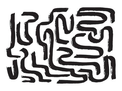 negro resumen mano golpes para patrones, antecedentes, resumen adornos, resumen caligrafía con negro cepillo línea en blanco antecedentes vector