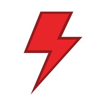 Scalable red lightning bolt available in editable AI and SVG. vector