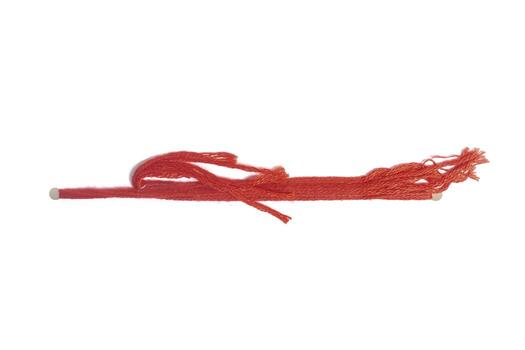 Vibrant red string rope isolated on white background in high resolution photo