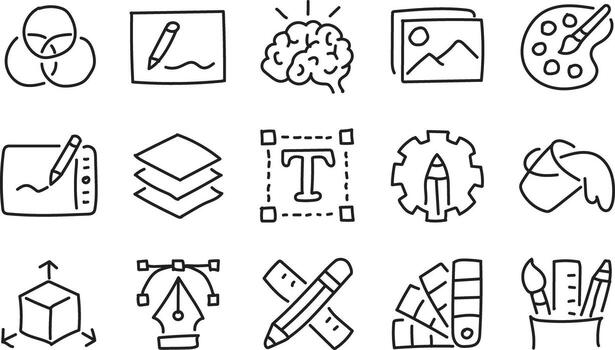 A set of icons that include various types of objects vector