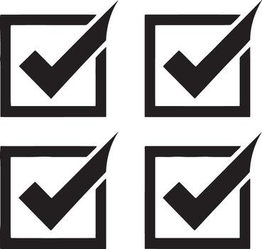 Four transparent checkmarks inside square boxes on white background vector