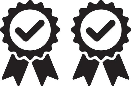 Two transparent ribbons with checkmarks illustrating approval and quality vector