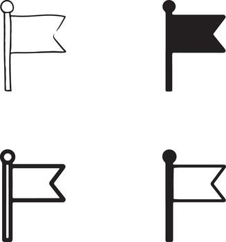 Four styles of flag icons showing outline and solid designs vector