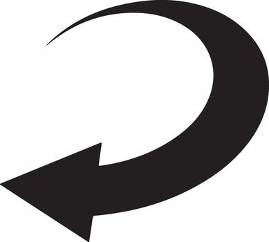transparent curved arrow pointing left and upwards vector