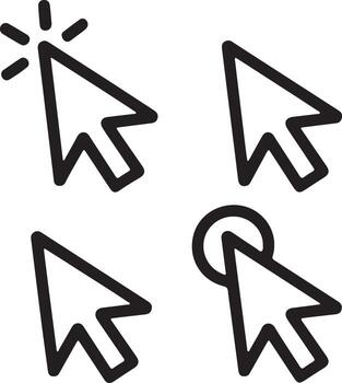 colección de mano dibujado computadora ratón cursor íconos vector