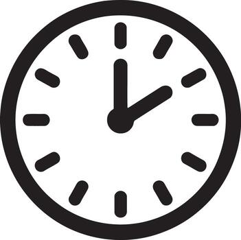 Simple transparent and white clock icon showing two o clock vector
