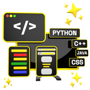 codificação monitor 3d ilustração png